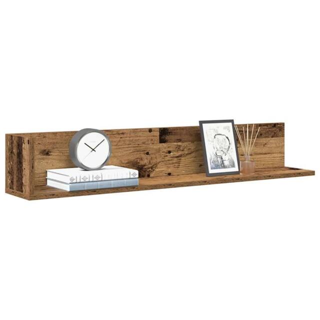 Berkfield Home Wall Shelves 2 pcs Old Wood 100x16.5x16.5 cm Engineered Wood in Brown - image 1