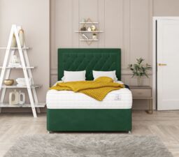"Bed Choices Montana Divan Bed With 4 drawers, Mattress & 26"" Headboard in Emerald - Size: Double" - thumbnail 2