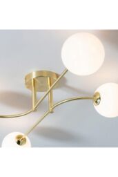 Netlighting Otto Semi Flush Satin Brushed Gold Effect Plate & Gloss Opal Glass 4 Light Dimmable IP20 G9 - thumbnail 3