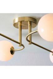Netlighting Otto Semi Flush Satin Brushed Gold Effect Plate & Gloss Opal Glass 4 Light Dimmable IP20 G9 - thumbnail 5