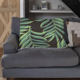 Benjamin Tate Design Green Palm Leaves Blanket in Natural - Size: 120 cm x 150 cm - thumbnail 2