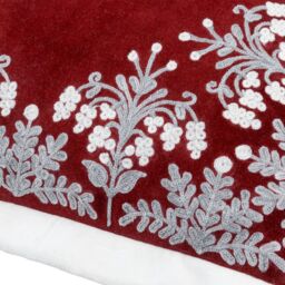 Paoletti Winter Bloom 100% Cotton Embroidered Cushion in Red - Size: 50 cm x 50 cm - thumbnail 4