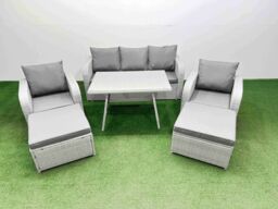 Fimous Reclining Chair 3 Seat Sofa Sets Garden Furniture Sets Light Grey - thumbnail 2