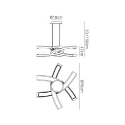 Netlighting Knot Pendant 36W LED 3000K 3600lm Gloss Black White Acrylic Chrome - thumbnail 2