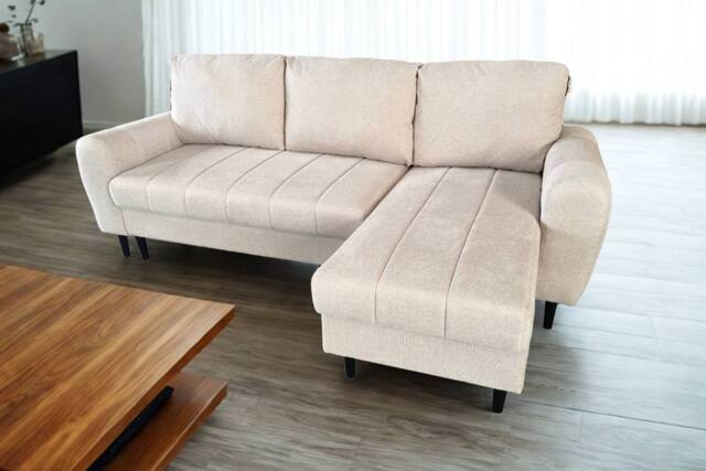 DS Living Sienna 3 Seater Left Hand Facing Storage Sofa Bed in Beige - image 1