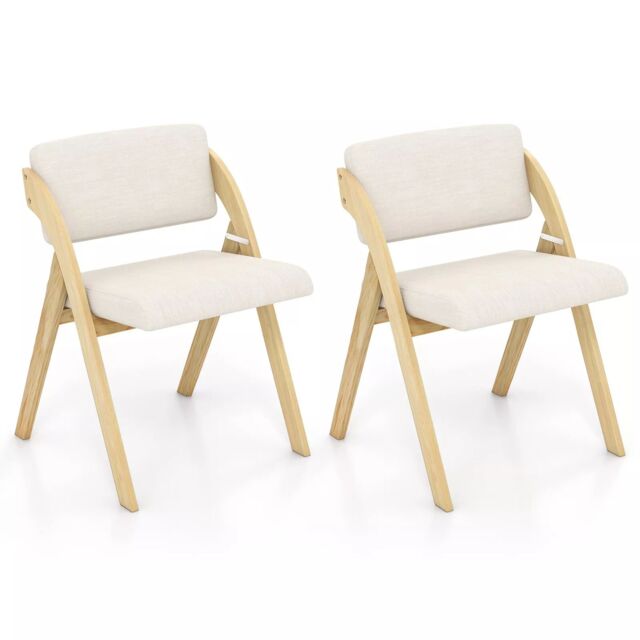 Costway Set of 2 Dining Chairs Folding Kitchen Chair Modern Side Chair in White - image 1