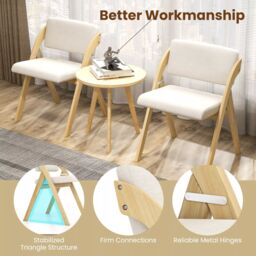 Costway Set of 2 Dining Chairs Folding Kitchen Chair Modern Side Chair in White - thumbnail 5