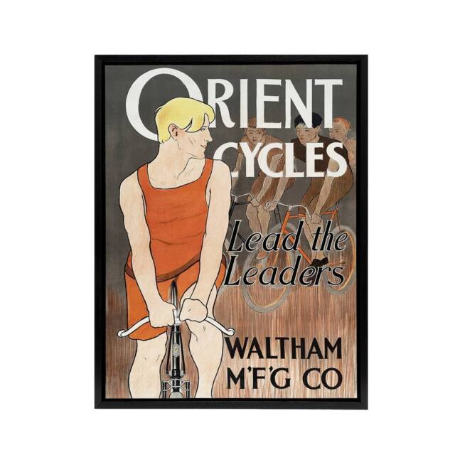 "Artery8 Vintage Bicycle Advert Cycles Framed Canvas Wall Art Print Penfield in Orange - Size: W12"" x H16""" - image 1