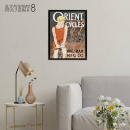 "Artery8 Vintage Bicycle Advert Cycles Framed Canvas Wall Art Print Penfield in Orange - Size: W12"" x H16""" - thumbnail 3