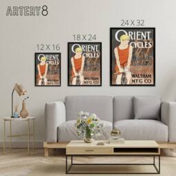 "Artery8 Vintage Bicycle Advert Cycles Framed Canvas Wall Art Print Penfield in Orange - Size: W12"" x H16""" - thumbnail 4