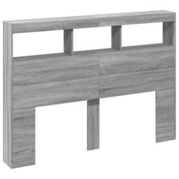 Berkfield Home Headboard Cabinet with LED Grey Sonoma 140x17x102 cm - Size: 140 x 17 x 102 cm - thumbnail 3