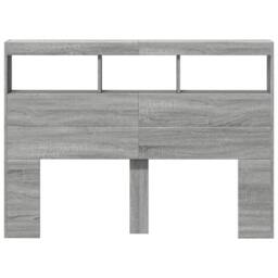 Berkfield Home Headboard Cabinet with LED Grey Sonoma 140x17x102 cm - Size: 140 x 17 x 102 cm - thumbnail 6