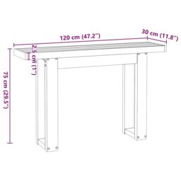 Berkfield Home Console Table NOAIN U-Shaped Legs 120x30x75 cm Solid Wood Pine in Brown - Size: 120 x 30 x 75 cm - thumbnail 9