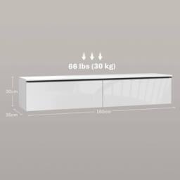 NESTLUNE Wall Mounted TV Stand Unit with Storage & High Gloss Effect, White - Size: 100 cm x 15 cm - thumbnail 2