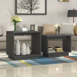 Berkfield Home Nesting Coffee Tables 2 pcs Grey Solid Wood Pine - thumbnail 1