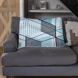 Benjamin Tate Design Blue Geometric Hexagons Blanket in Natural - Size: 120 cm x 150 cm - thumbnail 2