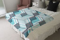 Benjamin Tate Design Blue Geometric Hexagons Blanket in Natural - Size: 120 cm x 150 cm - thumbnail 3