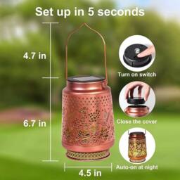 EONLION Hummingbird Solar Lanterns Garden Ornaments Outdoor in Bronze - Size: 100 cm - thumbnail 2