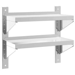 Berkfield Home 2-Tier Wall Shelf 50x23.5x60 cm Silver Stainless Steel