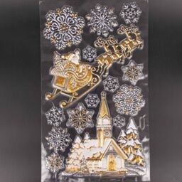 3D Christmas Window Stickers Snowy Gold and Silver - 4 Assorted Sheets Christmas Window Decorations Snowflakes ,PVC - thumbnail 4