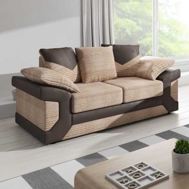 Furnishings For Less UK Dino Large Fabric 2 Seater Sofa - Scatter Back Cushions in Brown - image 1