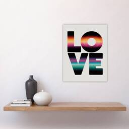 "Artery8 Love Retro Colour Gradient Stripe Typography Wall Art Print - Size: W12"" x H16""" - thumbnail 4