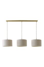 ValueLights Reni Cream Boucle Drum Shade 3 Drop Bar Gold Diner Ceiling Light with LED Bulbs - thumbnail 6