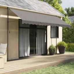 Berkfield Home Retractable Awning Anthracite 400x150 cm Fabric & Steel in Charcoal - thumbnail 2