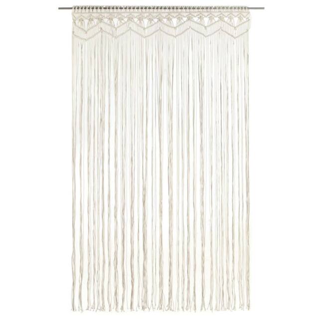 Berkfield Home Macrame Curtain 140x240 cm Cotton in Cream - image 1