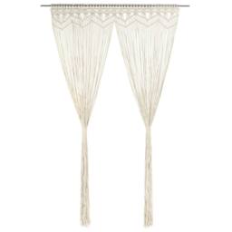 Berkfield Home Macrame Curtain 140x240 cm Cotton in Cream - thumbnail 2
