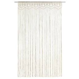 Berkfield Home Macrame Curtain 140x240 cm Cotton in Cream - thumbnail 1