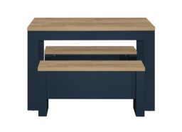Birlea Dining Table & Bench Set Highgate 2 Kitchen Traditional in Dark Navy - thumbnail 4