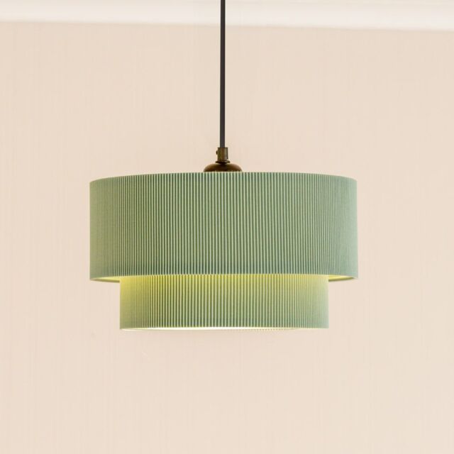 ValueLights Mason Ruched Crinkle Fabric 2 Tier Ceiling Floor Table Lamp Shade with LED Bulb in Green - image 1