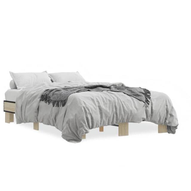 Berkfield Home Bed Frame without Mattress Sonoma Oak 120x200 cm in Light Tan - Size: Small Double - image 1