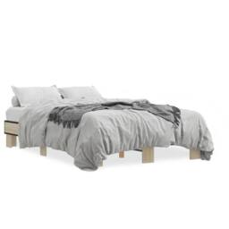 Berkfield Home Bed Frame without Mattress Sonoma Oak 120x200 cm in Light Tan - Size: Small Double - thumbnail 1