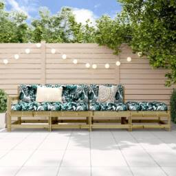 Berkfield Home 4 Piece Garden Lounge Set Impregnated Wood Pine in Brown - thumbnail 2
