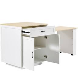 Rolipo Extendable Bar Table Kitchen Island with Storage White 133-202cm - thumbnail 8