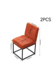 Living and Home Set of 2 Chenille Upholstered Dining Chairs with Black Metal Legs in Orange - thumbnail 2