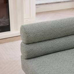 Matteo Upholstered Boucle Accent Bench with Rolled Backrest & Solid Wood Legs in Green - thumbnail 6