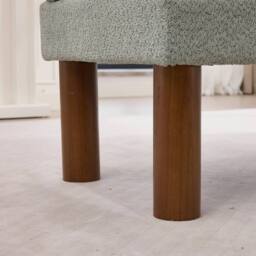 Matteo Upholstered Boucle Accent Bench with Rolled Backrest & Solid Wood Legs in Green - thumbnail 2