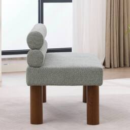 Matteo Upholstered Boucle Accent Bench with Rolled Backrest & Solid Wood Legs in Green - thumbnail 9
