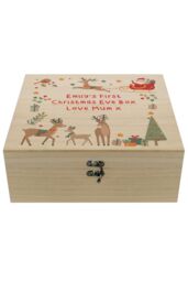 Personalised Memento Company Personalised Santa & Reindeer Christmas Eve Box in Light Brown