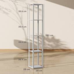 HOMCOM RGB LED Floor Lamp with Shelves & Remote Control for Bedroom in Grey - thumbnail 3