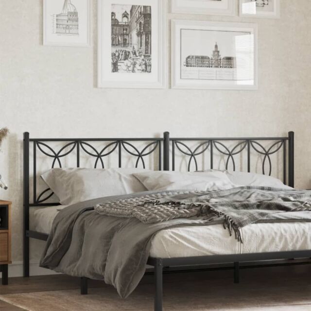 Berkfield Home Metal Headboard Black 200 cm - image 1