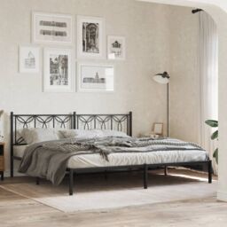 Berkfield Home Metal Headboard Black 200 cm - thumbnail 3