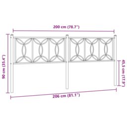 Berkfield Home Metal Headboard Black 200 cm - thumbnail 6