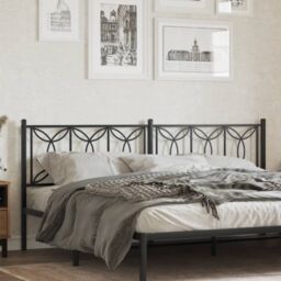 Berkfield Home Metal Headboard Black 200 cm - thumbnail 1