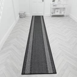 runrug Hallway Carpet Runner Rug - Hardwearing & Durable, 7mm - Greek Fret' in Dark Grey - Size: 80 cm x 330 cm - thumbnail 5