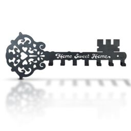 mysmartbuy Key-Shaped Wall Mounted Key Hanger with 7 Hooks - Black Decorative Metal Novelty Key Holder for Home, Entryway, Hallway, Office - thumbnail 2