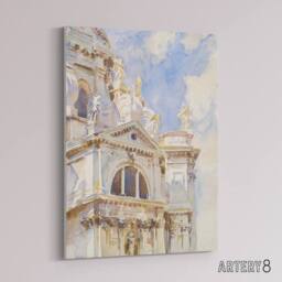 "Artery8 La Salute Church Venice Watercolour Sargent Canvas Wall Art Print - Size: W18"" x H24""" - thumbnail 2